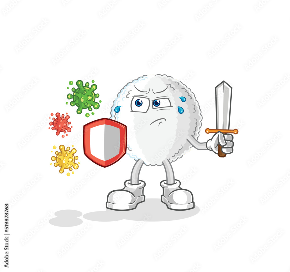 white blood against viruses cartoon. cartoon mascot vector