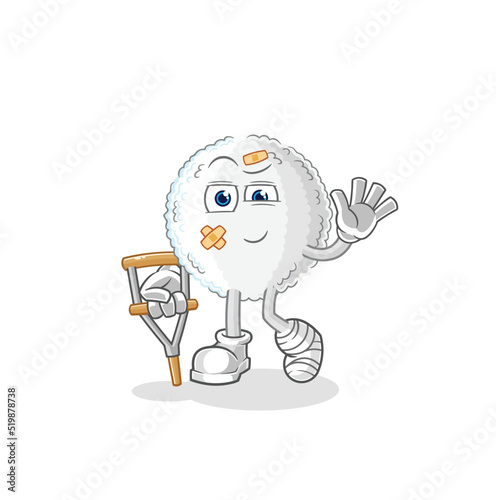 white blood sick with limping stick. cartoon mascot vector