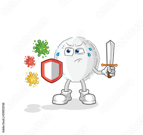 white blood against viruses cartoon. cartoon mascot vector