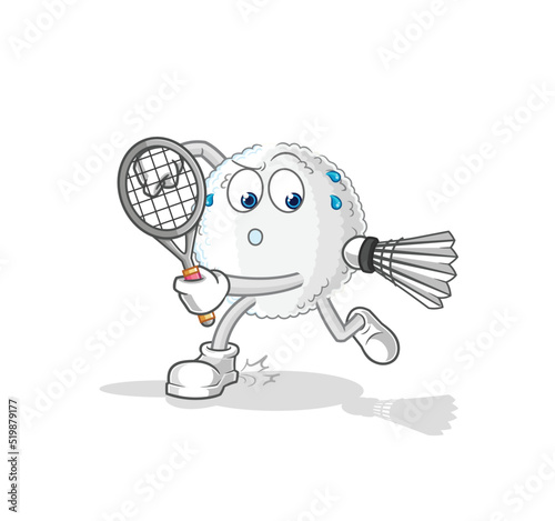 white blood playing badminton illustration. character vector