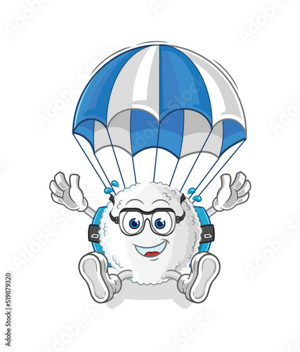 Fototapeta Naklejka Na Ścianę i Meble -  white blood skydiving character. cartoon mascot vector