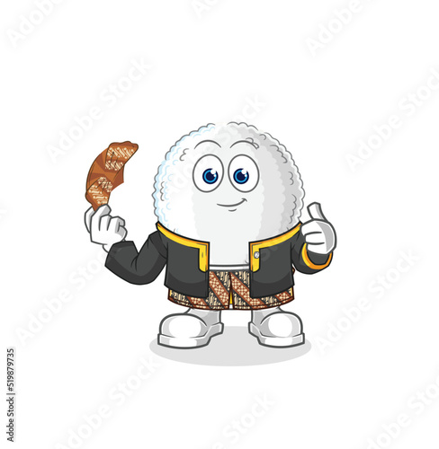 white blood Javanese character. cartoon mascot vector