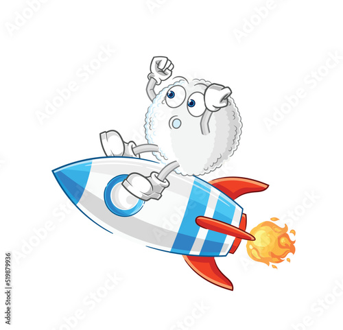 white blood ride a rocket cartoon mascot vector