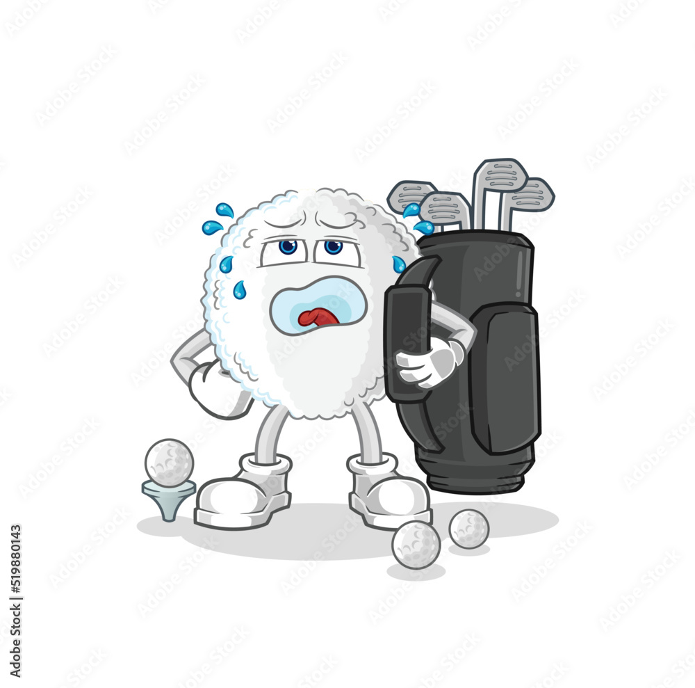 white blood with golf equipment. cartoon mascot vector