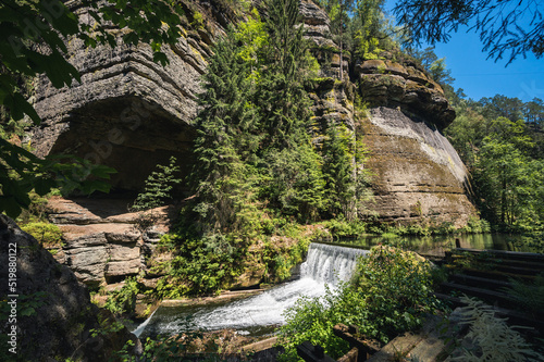 Waterfall at Edmundova Souteska (Edmund's Gorge) near Hrensko in Bohemian Switzerland, Czech Republic photo