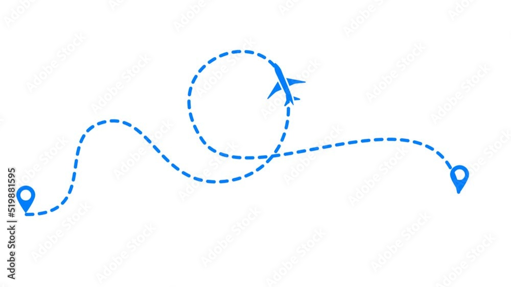 travel flying route destination. tourism and travel concept. Travel on airplane map. air plane flight route with start point. line trace animation design 4k video