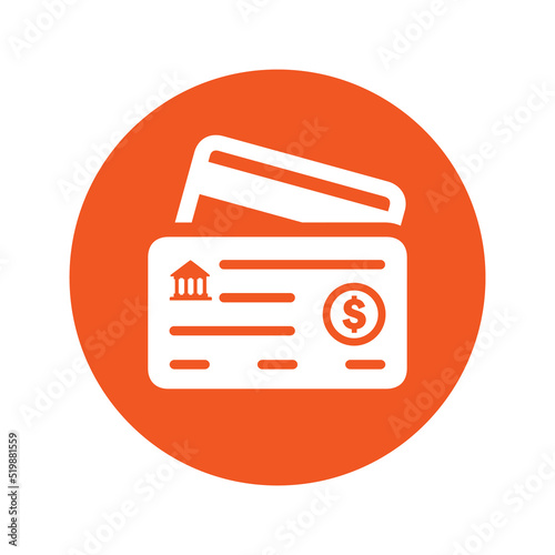 Account, bank, bankbook icon. Orange vector sketch.