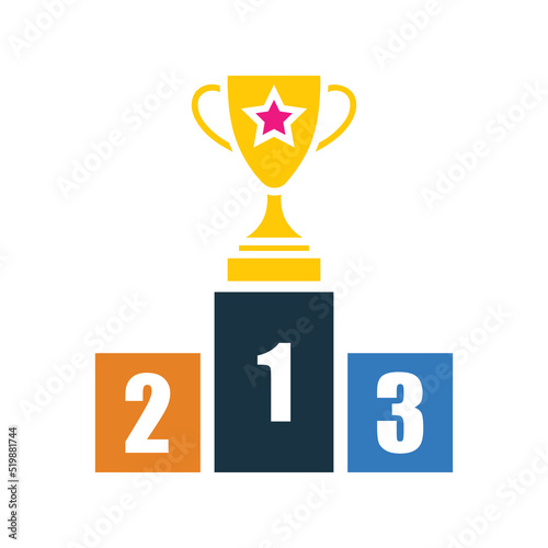 Cup, stage, win icon. Simple flat design concept.
