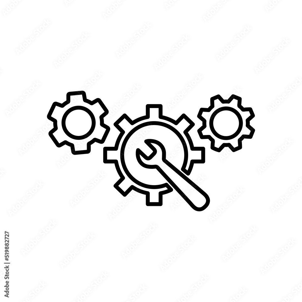 Gear, preferences outline icon. Line art sketch. Gear, preferences outline icon. Line art sketch.