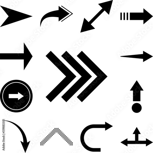 arrow, right, navigation, triple icon in a collection with other items