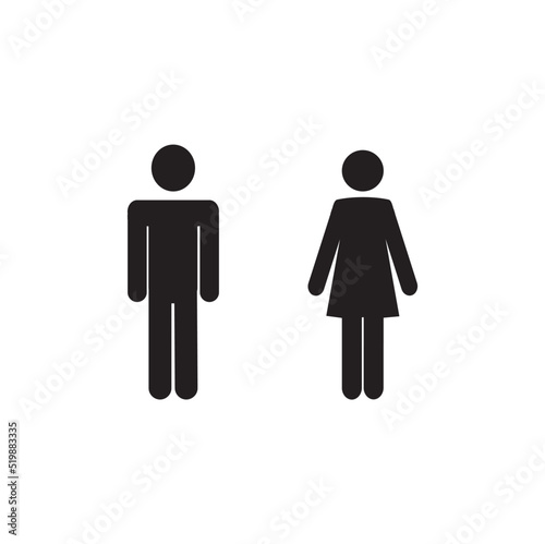 a couple of people, a man and a woman pictograph stand isolated on a white background, a stick man, a human figure