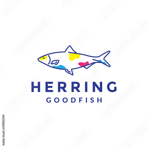 animal fish herring abstract logo design