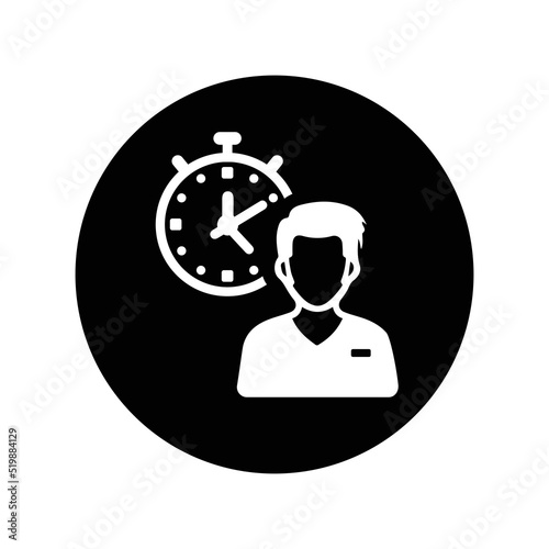 Punctual, punctuality, time icon. Black vector design.