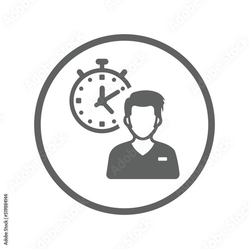 Punctual, punctuality, time icon. Gray vector design.