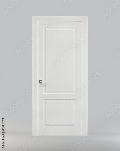 Bilde på lerret White classic interior door with rectangles on a gray background