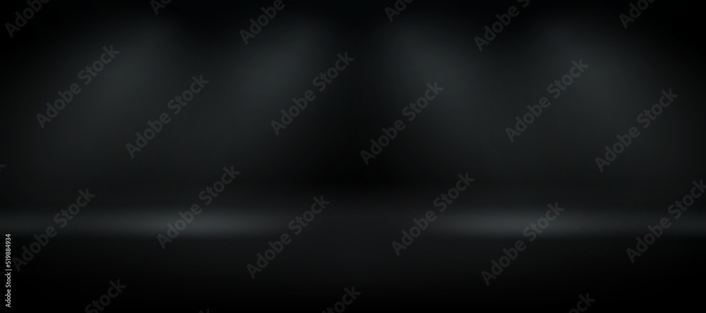 Deep black wide room with four light projectors. 3d vector premium showcase for display products Deep black wide room with four light projectors. 3d vector premium showcase for display products