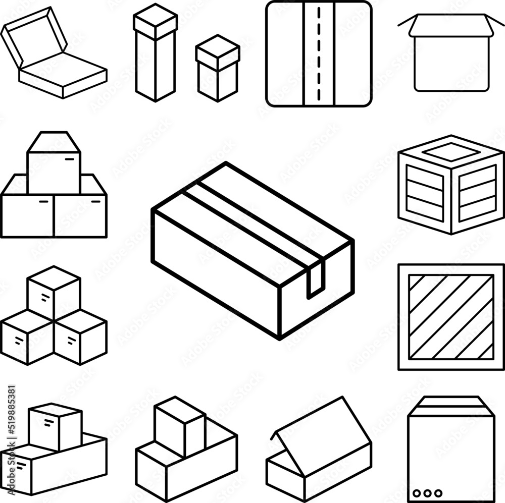 Box opened icon in a collection with other items