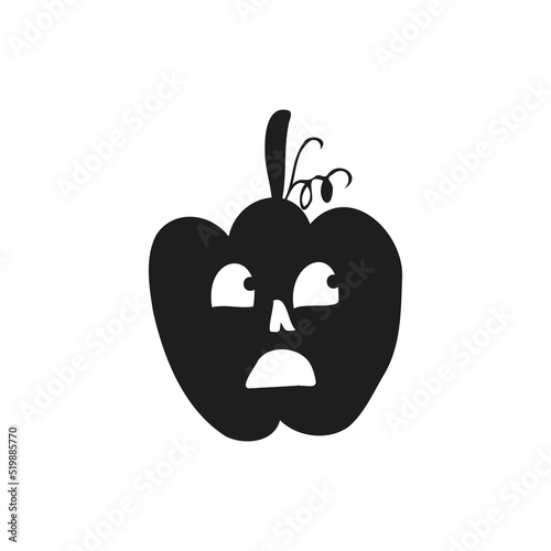 Halloween 2022 - October 31. A traditional holiday, the eve of All Saints Day, All Hallows Eve. Trick or treat. Vector illustration in hand-drawn doodle style. Pumpkin with its eyes and mouth cut out.