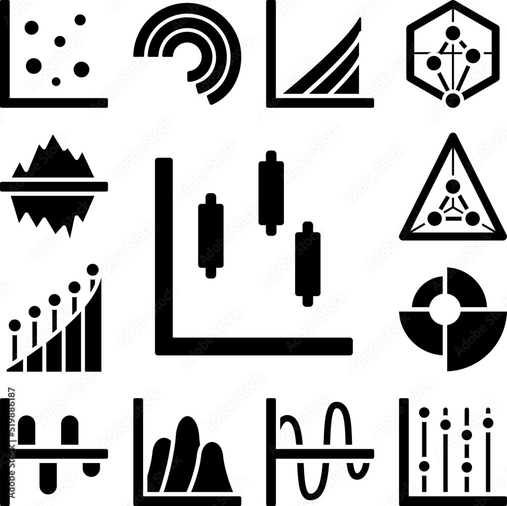Chart box plot icon in a collection with other items Stock Vector ...