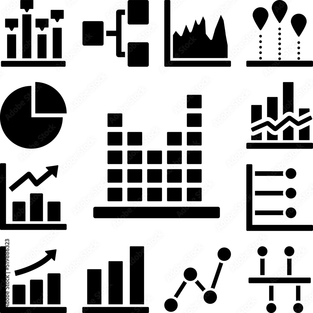 Chart column icon in a collection with other items Chart column icon in a collection with other items