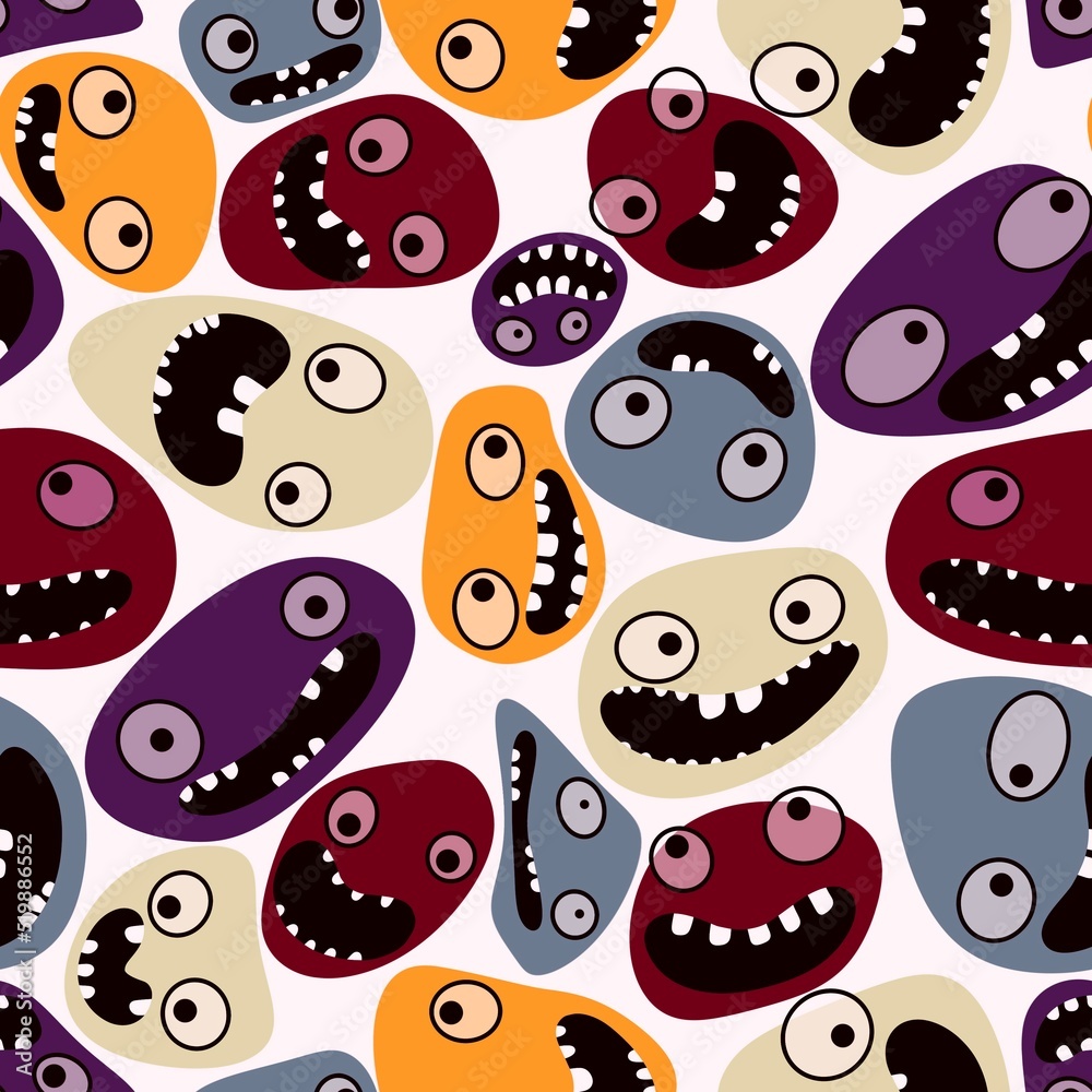 Fototapeta premium Cartoon kids store monsters seamless aliens pattern for clothes print and wrapping and school notebooks and fabrics