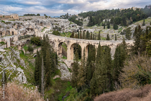 The famous aqueduct bridge from Roman times in Gravina  Italy