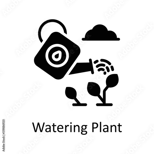 Watering Plant vector Solid Icon Design illustration on White background. EPS 10 File 