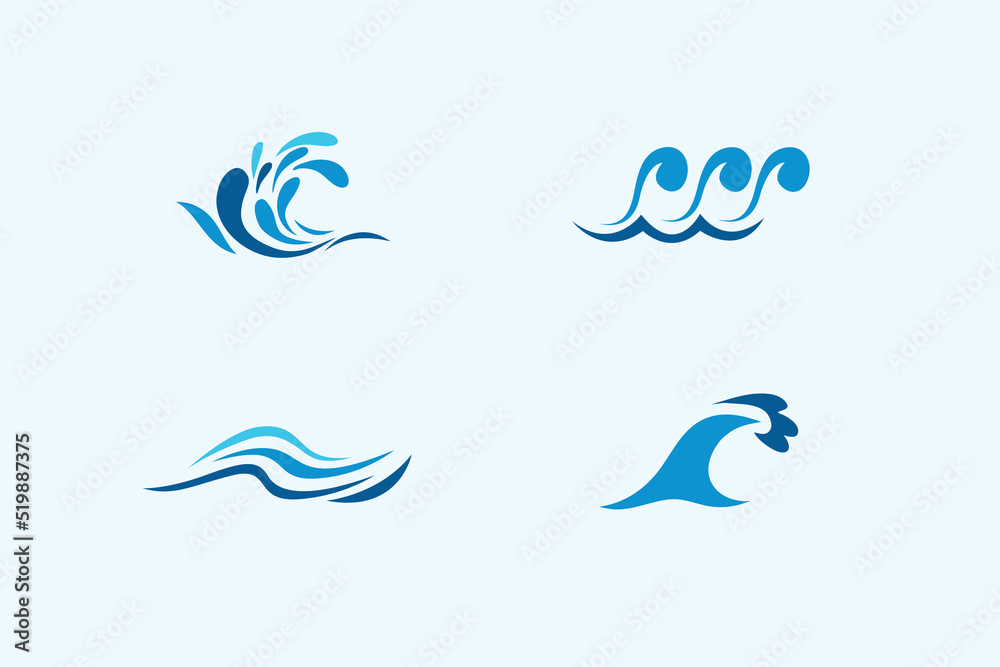 Wave water sea design logo. Simple element. Vector illustration