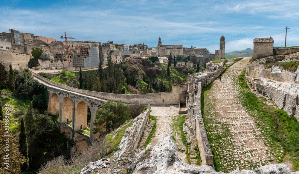 The famous aqueduct bridge from Roman times in Gravina, Italy
