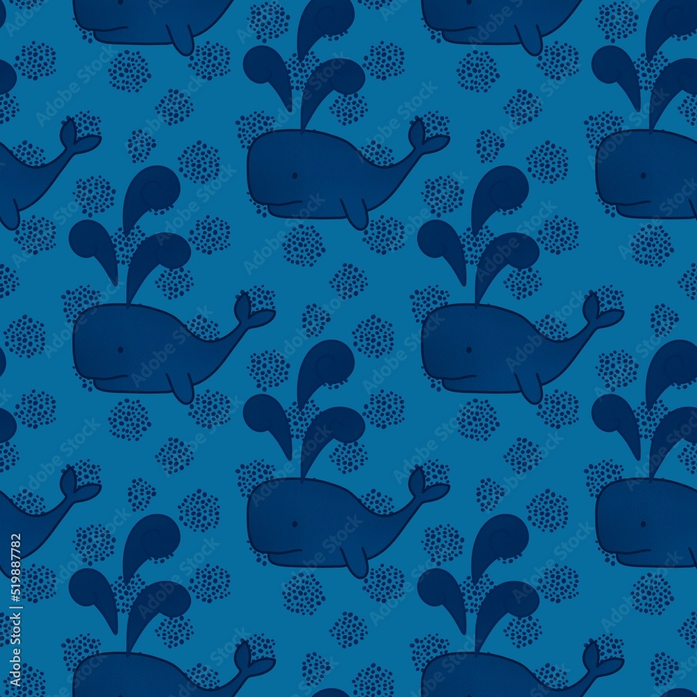 Summer Cartoon Whale Pattern Onesie