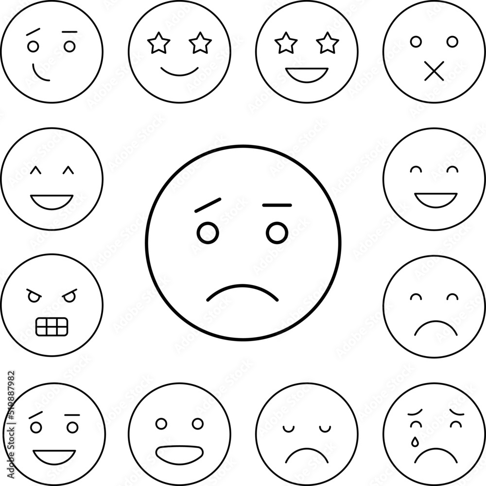 Surprised, emotions icon in a collection with other items Surprised, emotions icon in a collection with other items