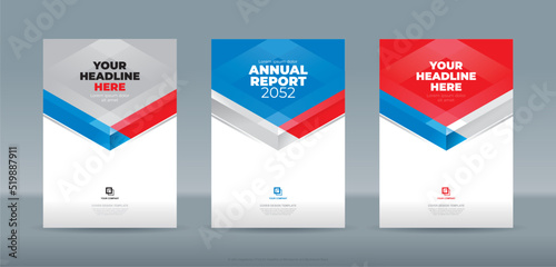 Modern cyan red white ribbon color theme book cover template A4 size book cover template for annual report, magazine, booklet, proposal, portofolio, brochure, poster