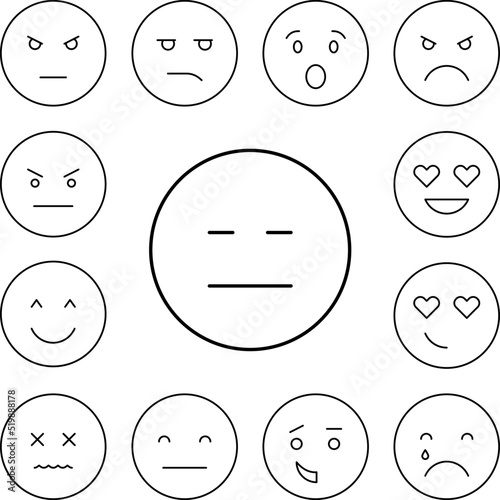 Dissatisfied, emotions icon in a collection with other items