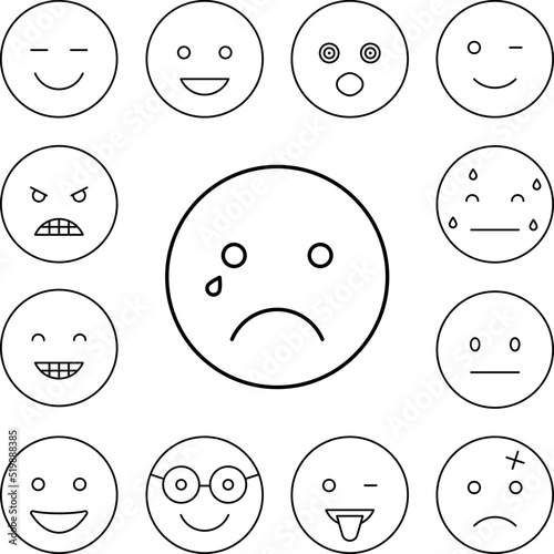 Crying, emotions icon in a collection with other items