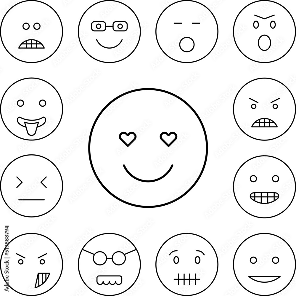 Happy, heart, emotions icon in a collection with other items Happy, heart, emotions icon in a collection with other items