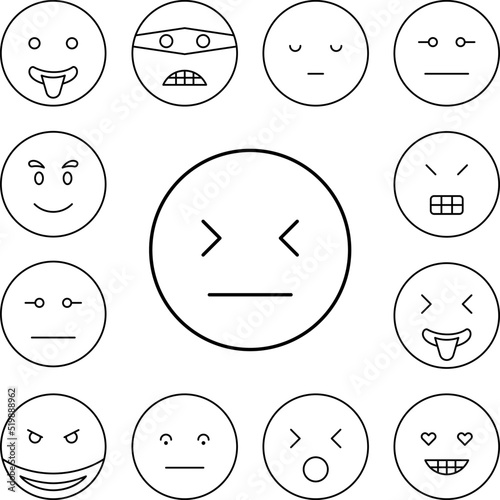 Dissatisfied, emotions icon in a collection with other items