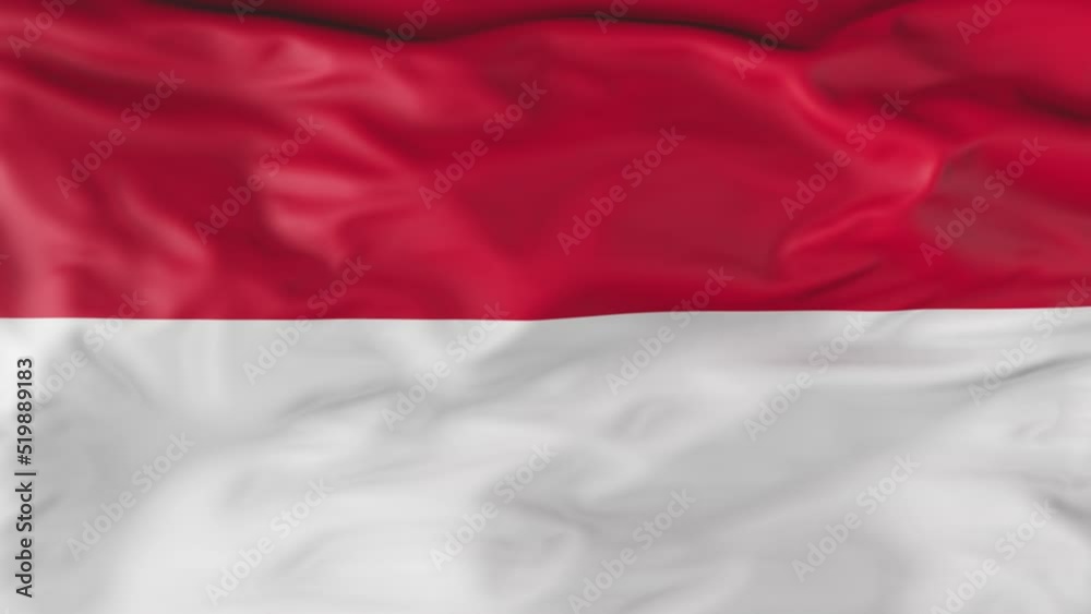 The flag of Monaco is fluttering in the wind. Animation 3d