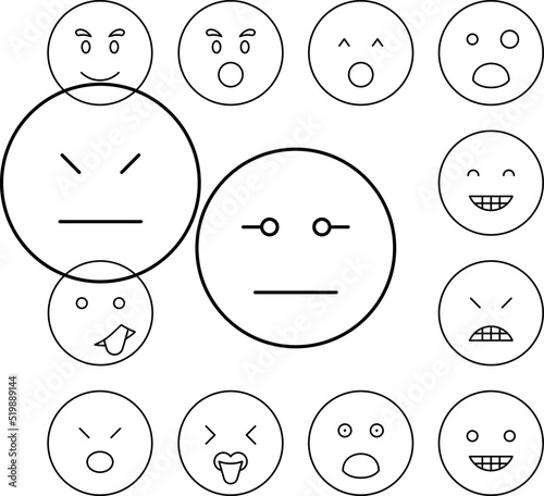 Dissatisfied, emotions icon in a collection with other items