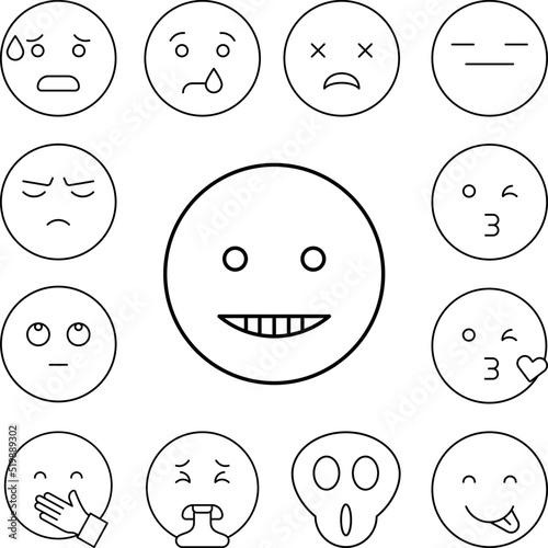 Smiling, teeth, emotions icon in a collection with other items