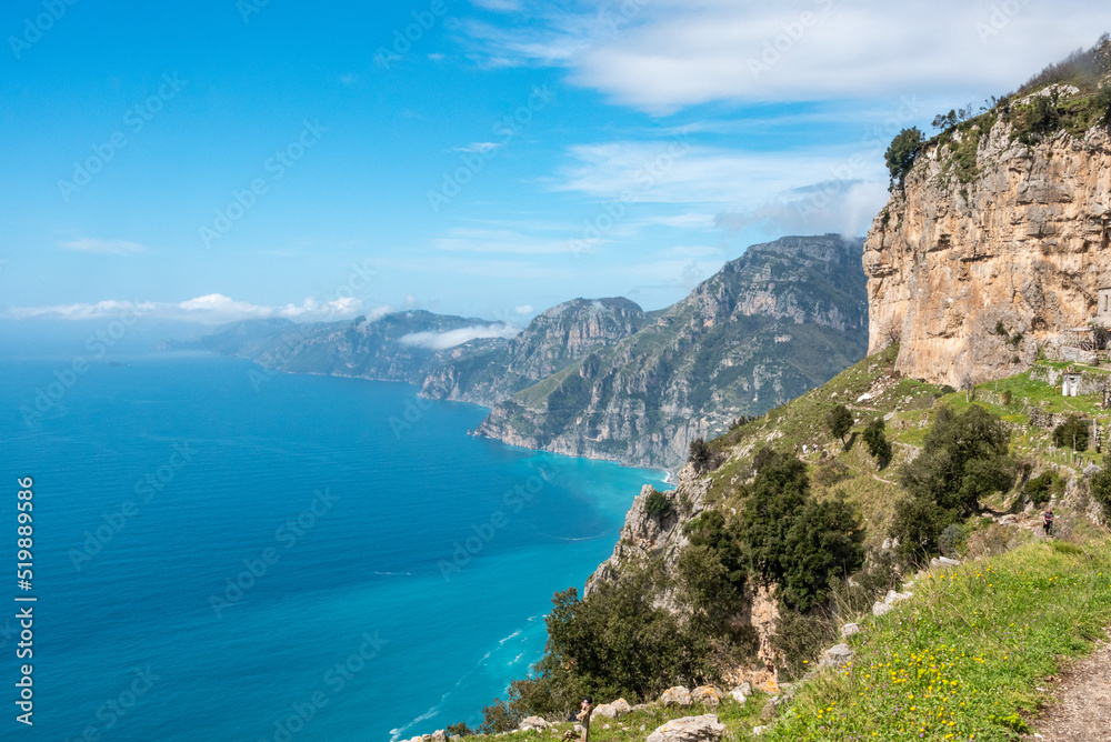 Shoreline of the scenic Amalfi coast from the path of the Gods, Southern Italy