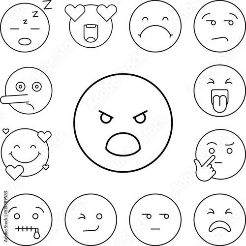 embittered, emotions icon in a collection with other items