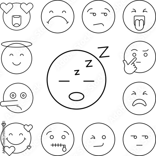 Sleeping, emotions icon in a collection with other items