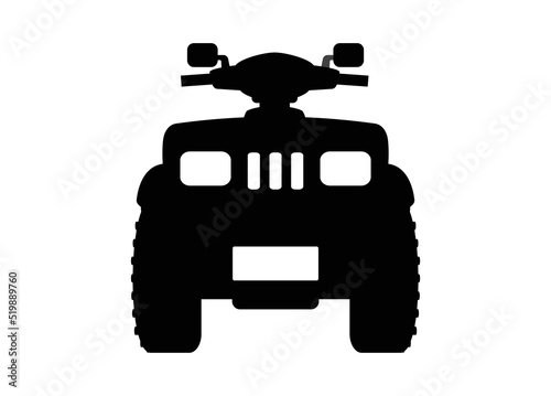 ATV vehicle. Front view. Simple illustration in black and white.