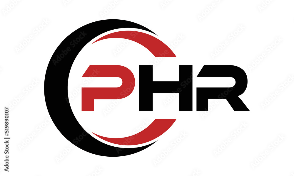 PHR swoosh three letter logo design vector template | monogram logo