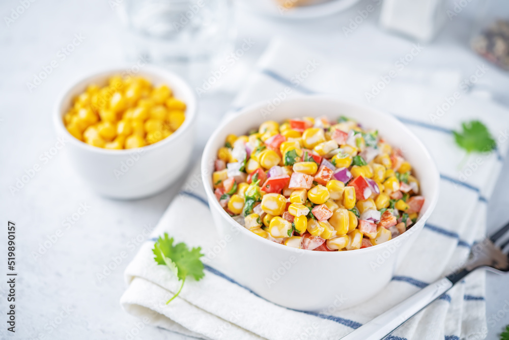 Mexican street corn salad in a bowl Mexican street corn salad in a bowl