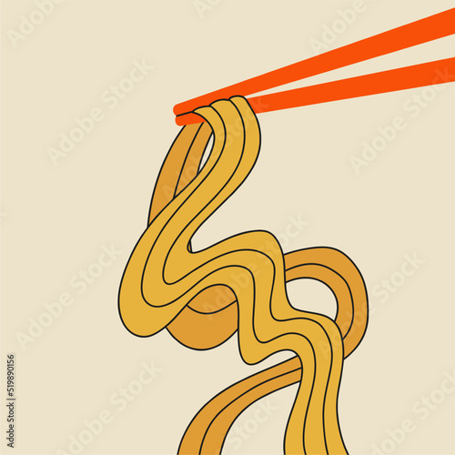 Vintage asian japanese food sushi noodles. Promo template for Japanese restaurant, vertical advertising.