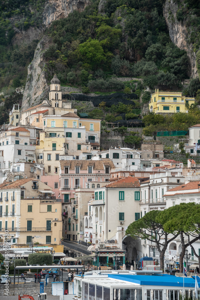 Coastal cityscape of the city of Amalfi in Italy