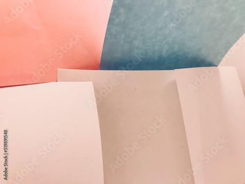 Colourful blank paper sheets on a white background. Design, template or mockup. Sticky paper with copy space for your message.