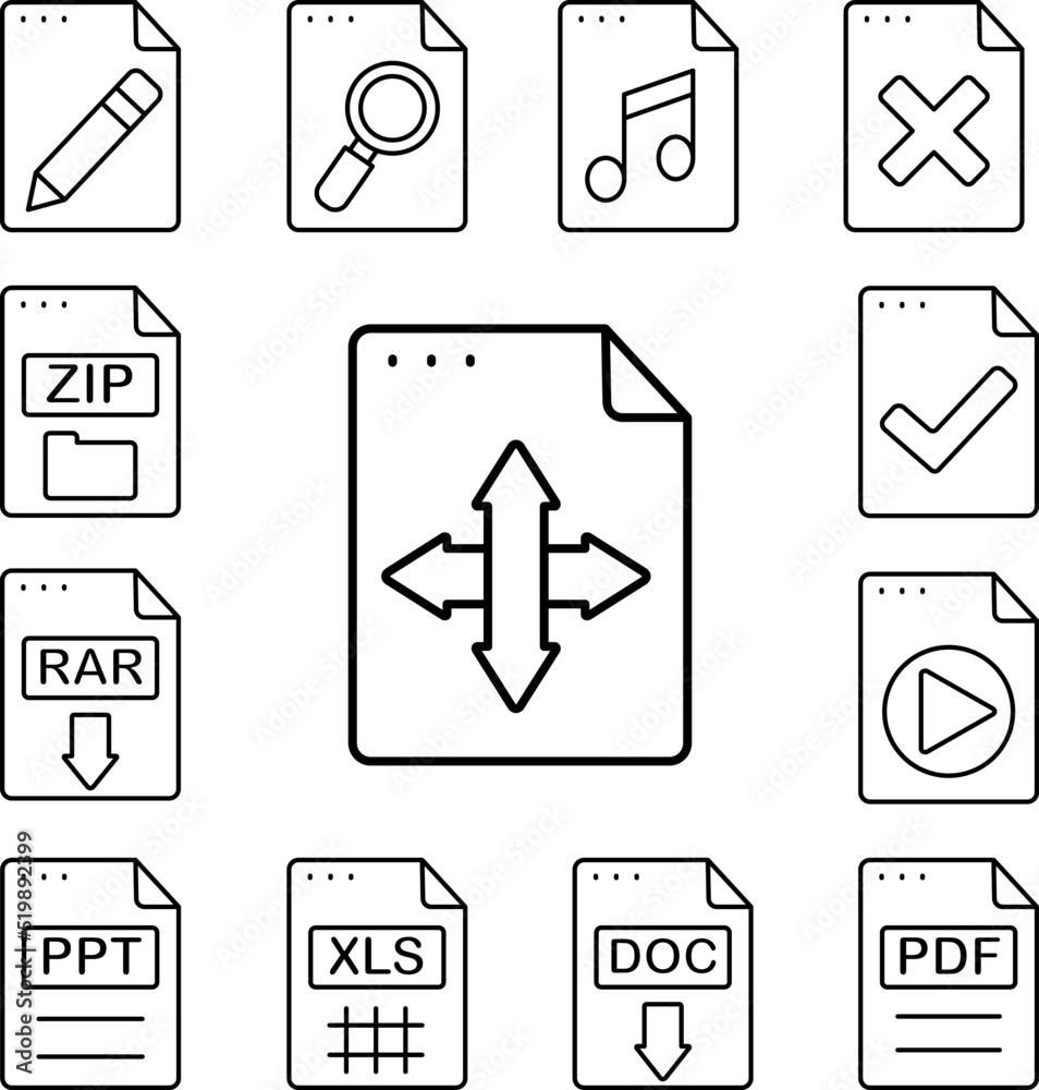 File, document, arrows icon in a collection with other items File, document, arrows icon in a collection with other items