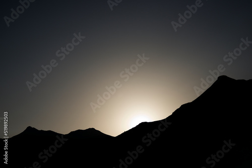 Silhouette of a mountain in Astun, Pyrenees in Spain. photo